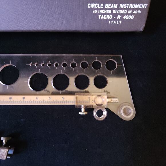 Vintage Tacro Circle Drafting Beam Instrument Tool Set 40" Divided in 40th Italy - Picture 6 of 10